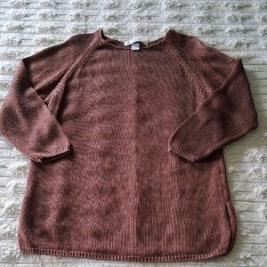 The Limited Brown Crew Neck Sweater with Ribbed Knit